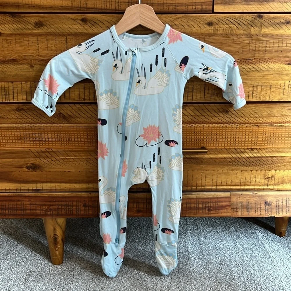 Bestaroo Swan Print Kids One Piece Pajamas Footies